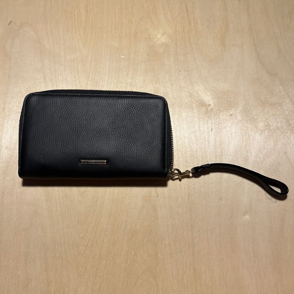 Rebecca Minkoff Black Leather Phone Wallet Card Holder Phone Holder